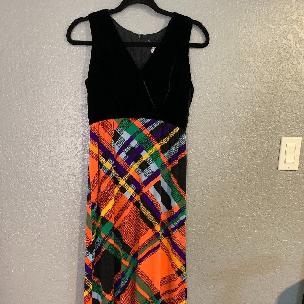 Vintage 60s 70s Maxi Dress Hippie Psychedelic Print Mod Flower Power